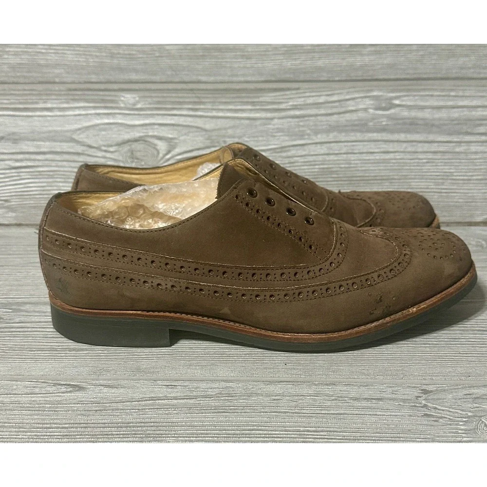 Mens Brown Suede Wingtip Brogue Oxford Dress Shoes Lace‎ Up Casual